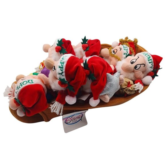 Disney Store Snow White & 7 Dwarves Plush Santas Sleigh Vintage Christmas Decor - Picture 5 of 13